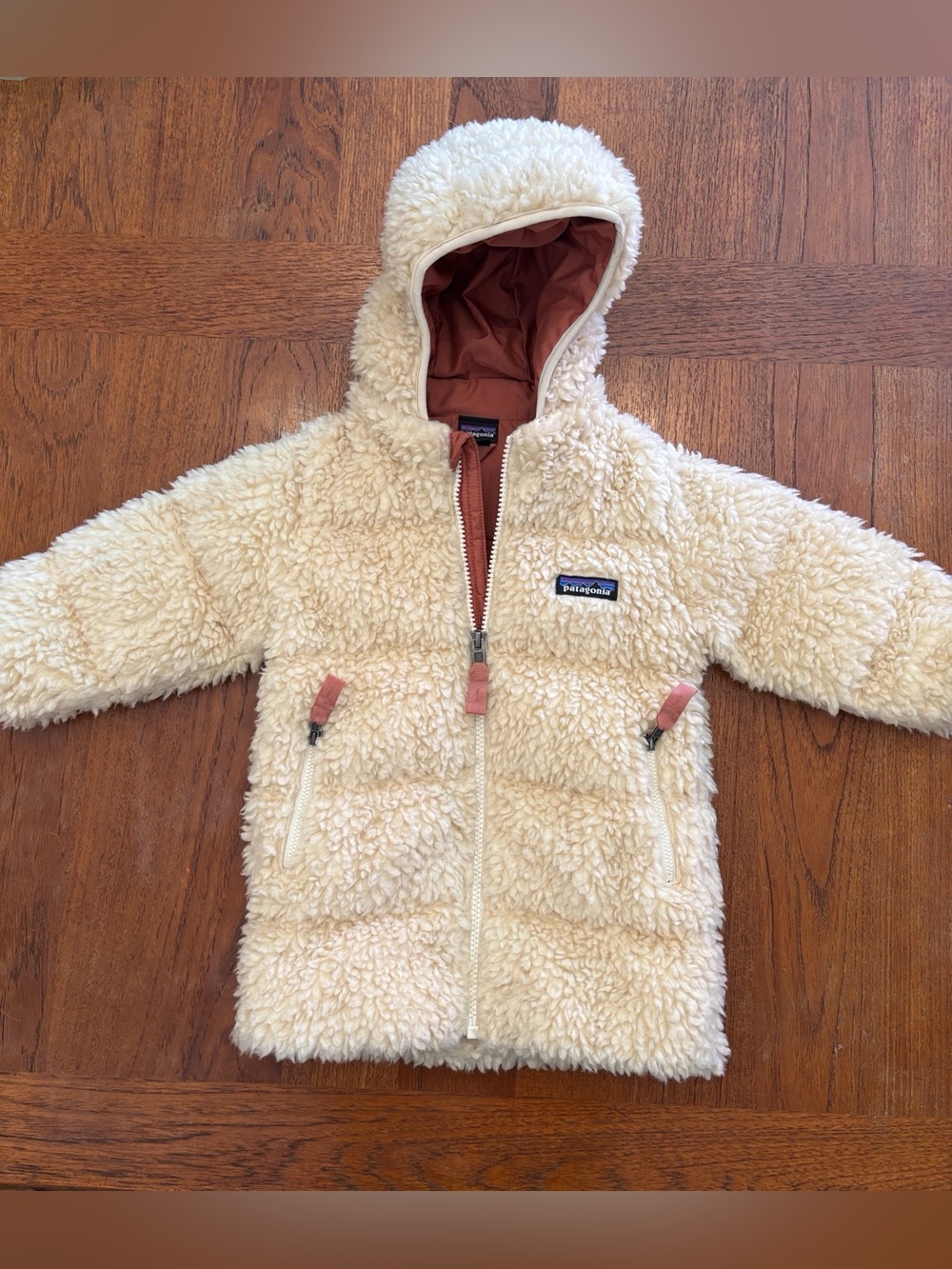 Patagonia Jacket Toddler Girls 12-18 Months White Sherpa Fleece Hooded Full Zip